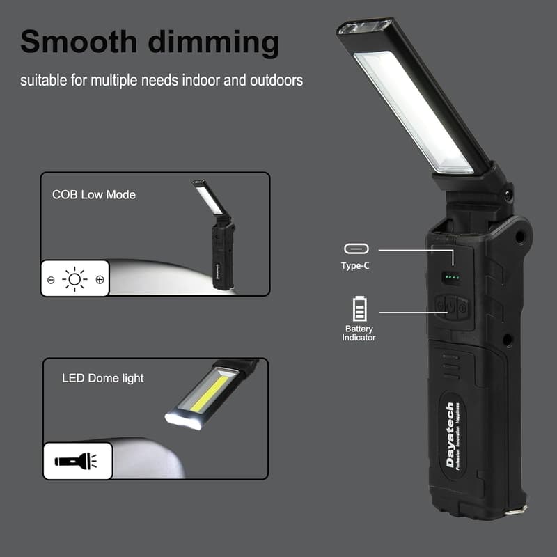 Rechargeable LED Work Light with Magnetic Base for Men