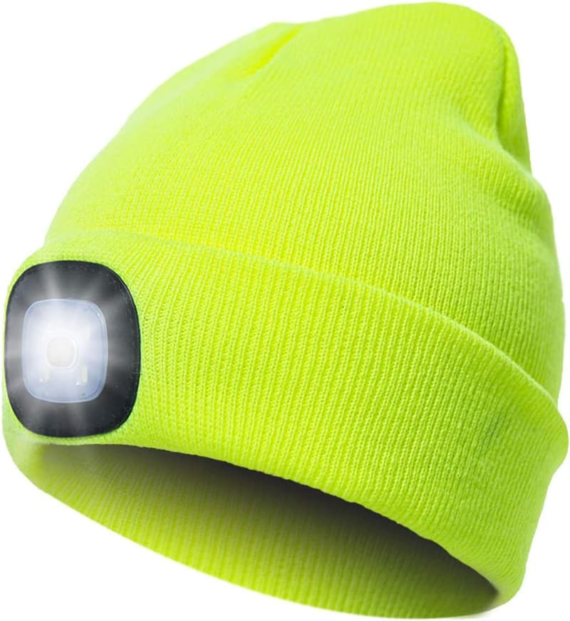 USB Rechargeable LED Beanie Hat for Dad