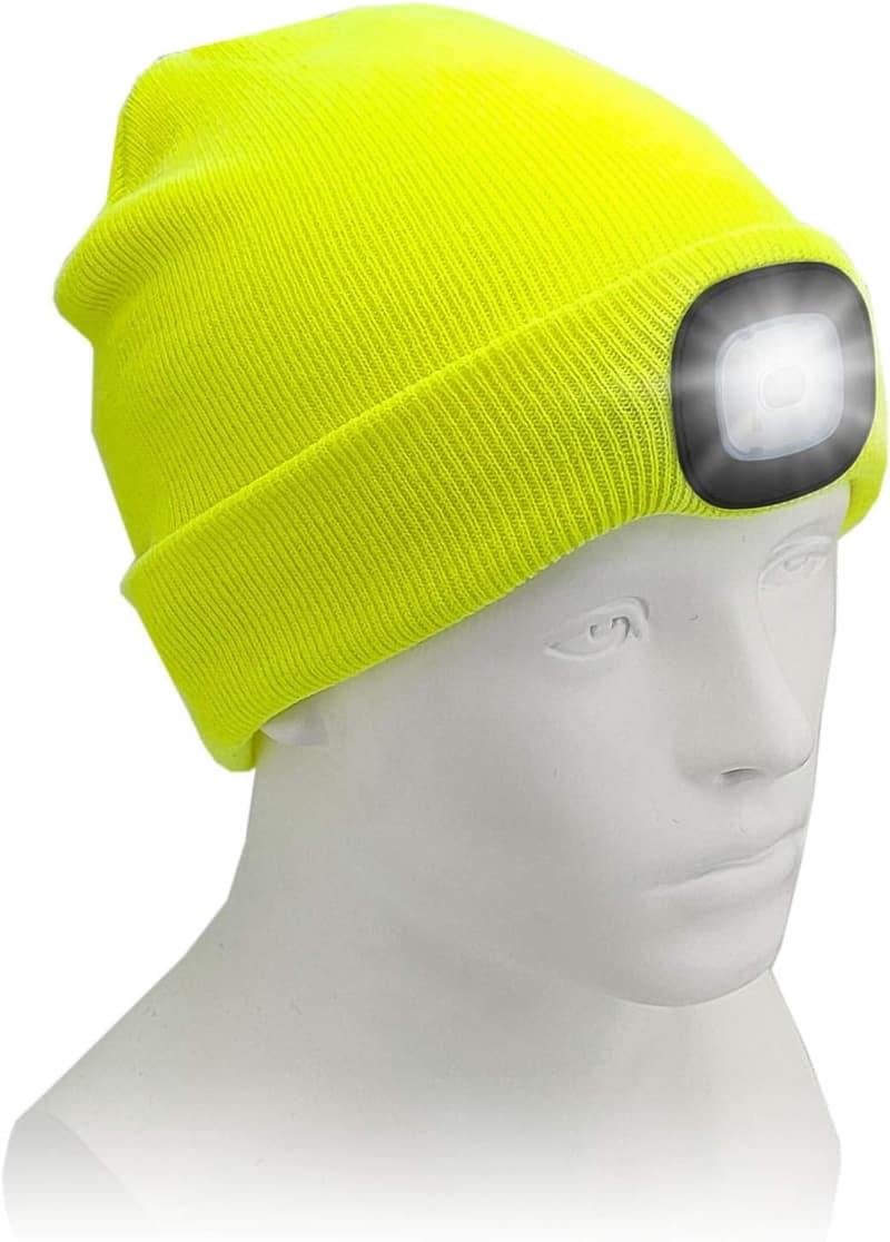 USB Rechargeable LED Beanie Hat for Dad