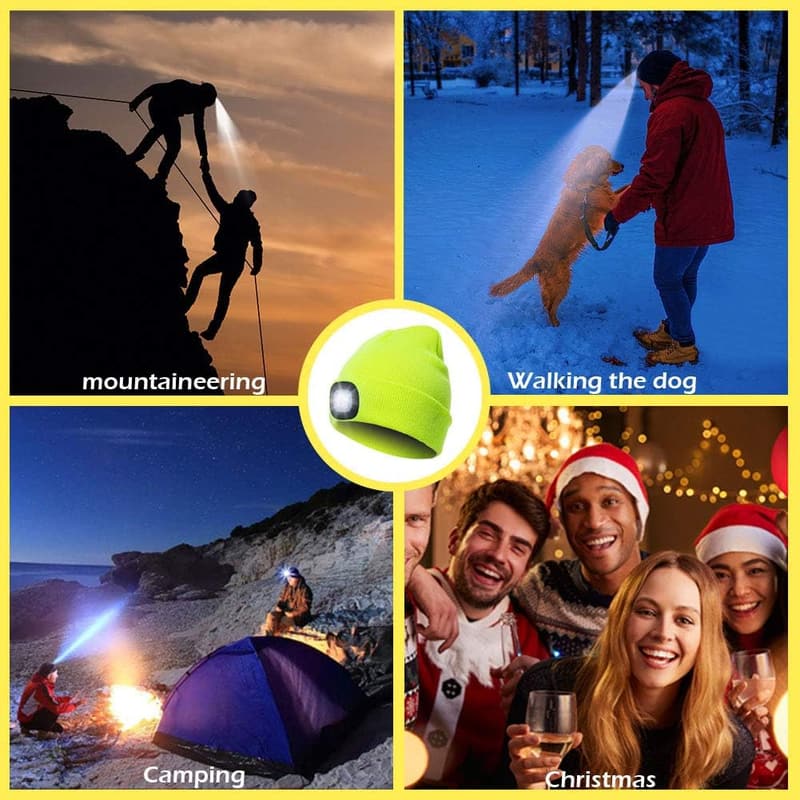 USB Rechargeable LED Beanie Hat for Dad