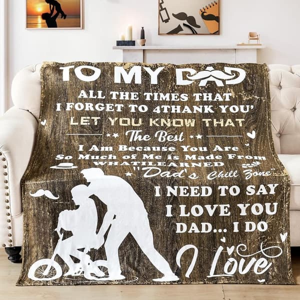 Dad Blanket from Daughter/Son - Soft Flannel Hero Throw