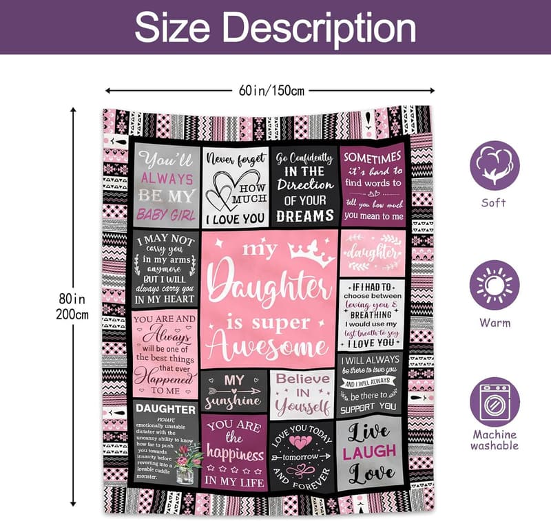 Birthday Blanket Gift for Daughter - 80” x 60”