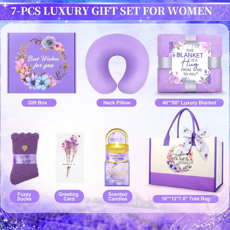 Birthday Gift Basket for Women - Purple Self-Care Package