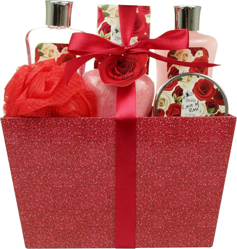 Mother's Day Spa Basket for Women - Rose Shower Gel & Bath Essentials