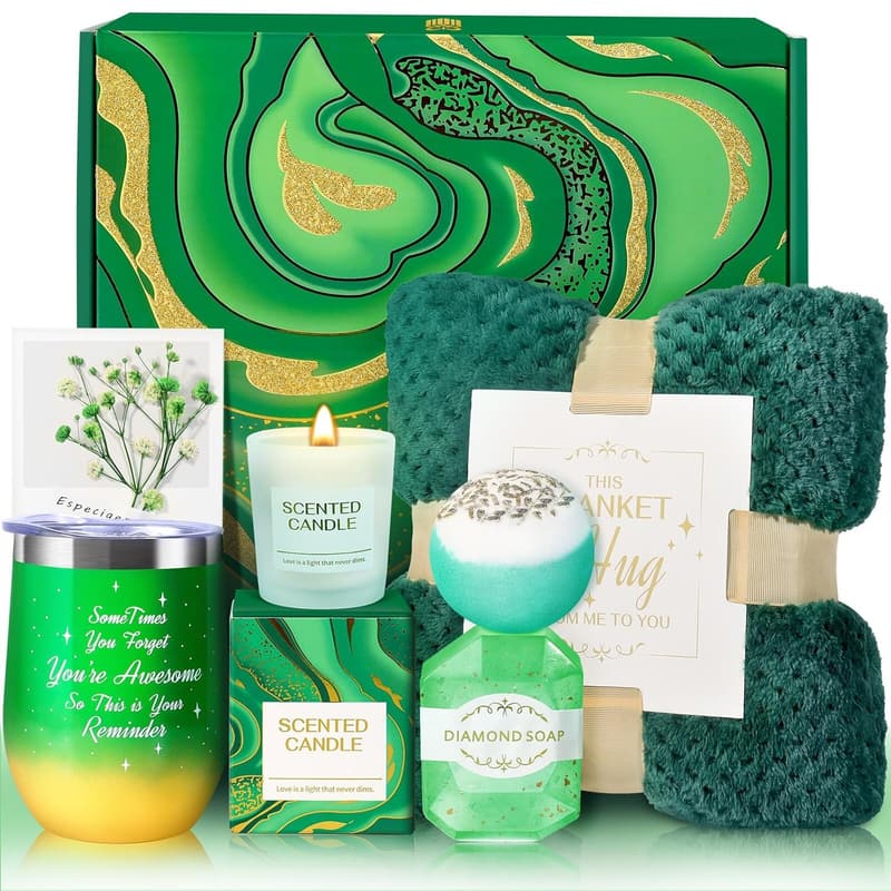 Relaxing Spa Gift Basket with Luxury Blanket for Women