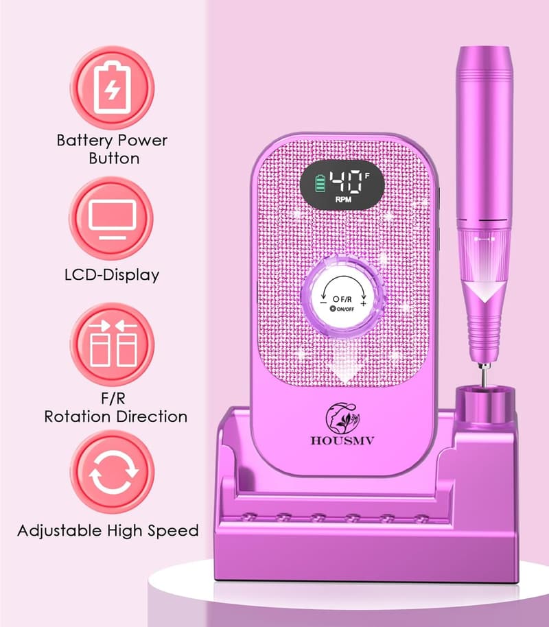 Professional Portable Nail Drill: 40000RPM Rechargeable E-File for Manicure