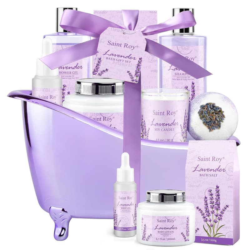 Lavender Spa Gift Basket for Mom - Relaxation Set for Her