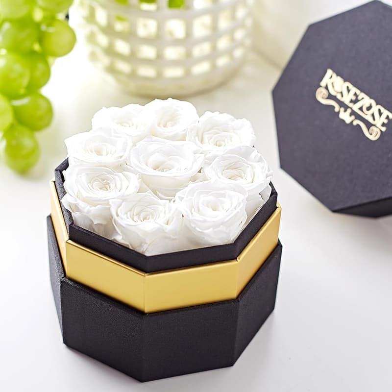 Birthday Preserved Rose Box for Women - White Forever Rose