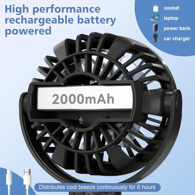 Portable Baby Stroller Fan - 3-Speed Rechargeable Tripod Fan