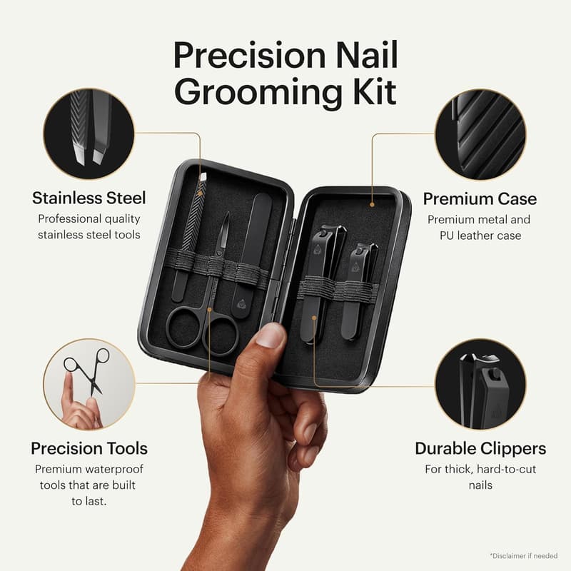 Men's Nail Grooming Travel Kit - Stainless Steel Manicure Set