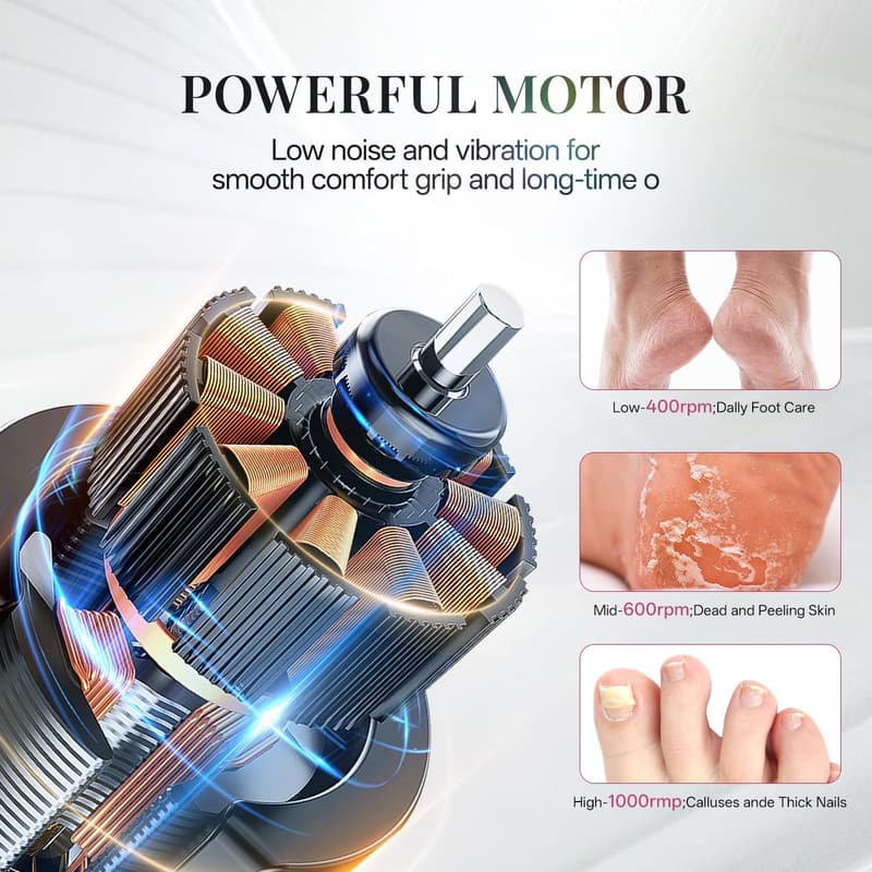 Electric Foot File Callus Remover with 60 Sandpapers & Adjustable Speed