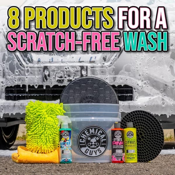 Car Cleaning Kit with Soap & Bucket - 8 Pieces