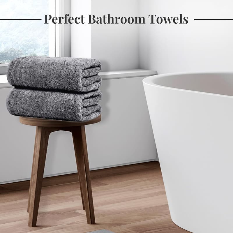 Dark Grey Cotton Towel Set - 8 Pack, Quick-Dry & Absorbent