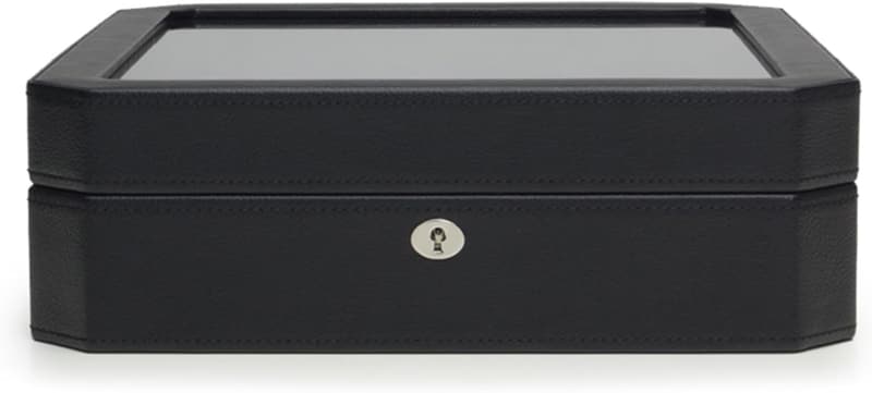 WOLF Windsor 10-Piece Vegan Leather Watch Box in Black