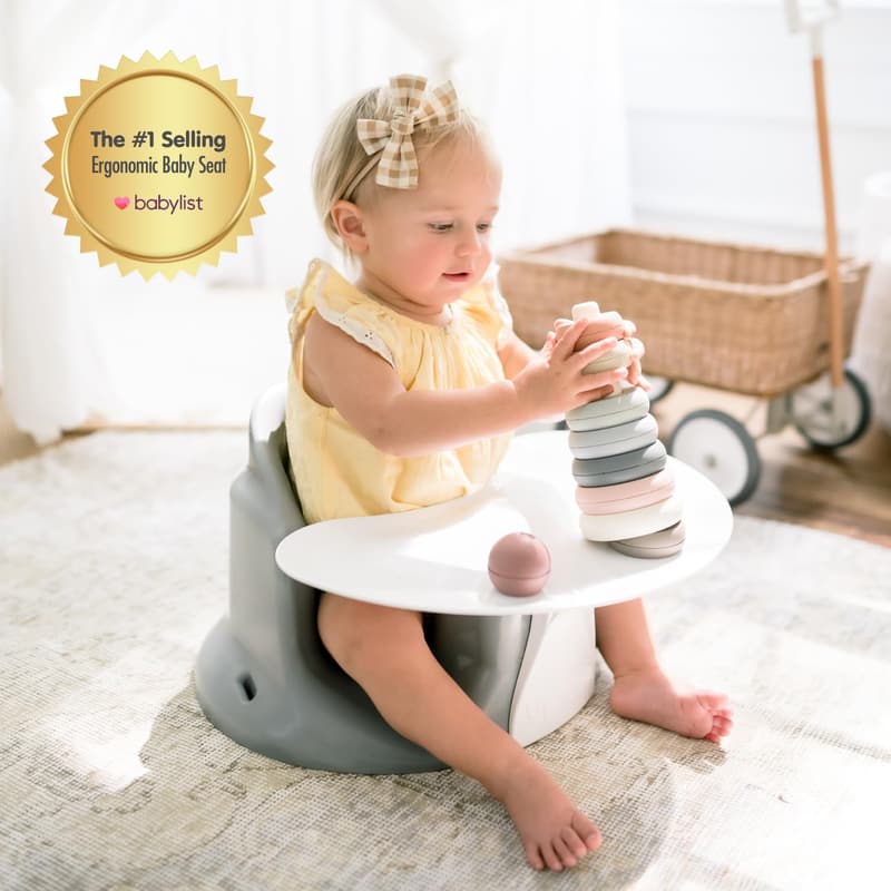 Upseat Baby Floor Booster Chair with Tray for Healthy Hip Development