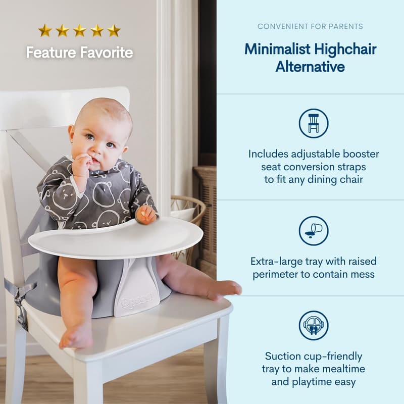 Upseat Baby Floor Booster Chair with Tray for Healthy Hip Development