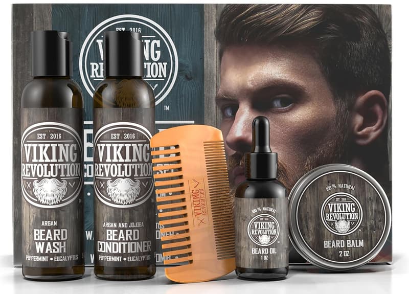 Beard Care Grooming Kit for Men - Wash, Oil, Balm & Comb