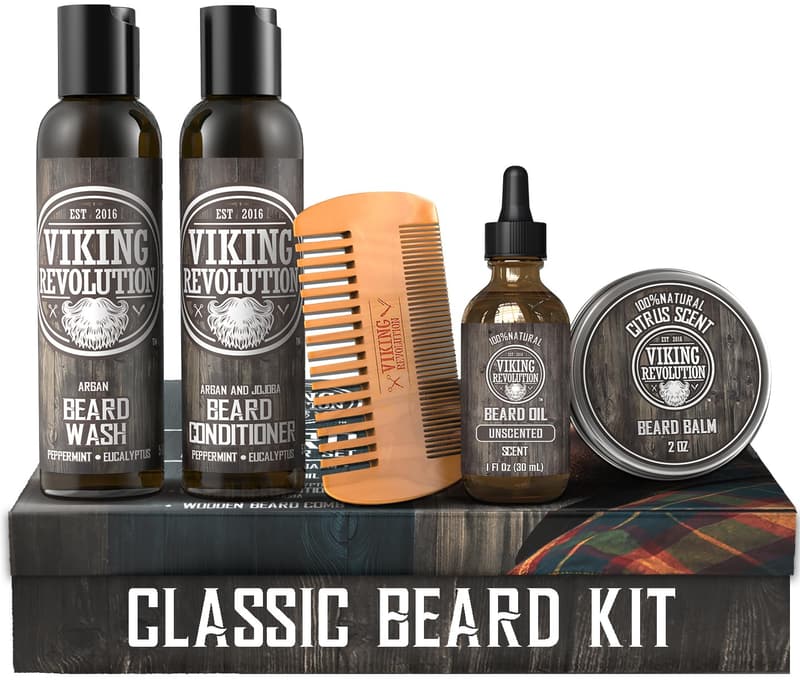 Beard Care Grooming Kit for Men - Wash, Oil, Balm & Comb