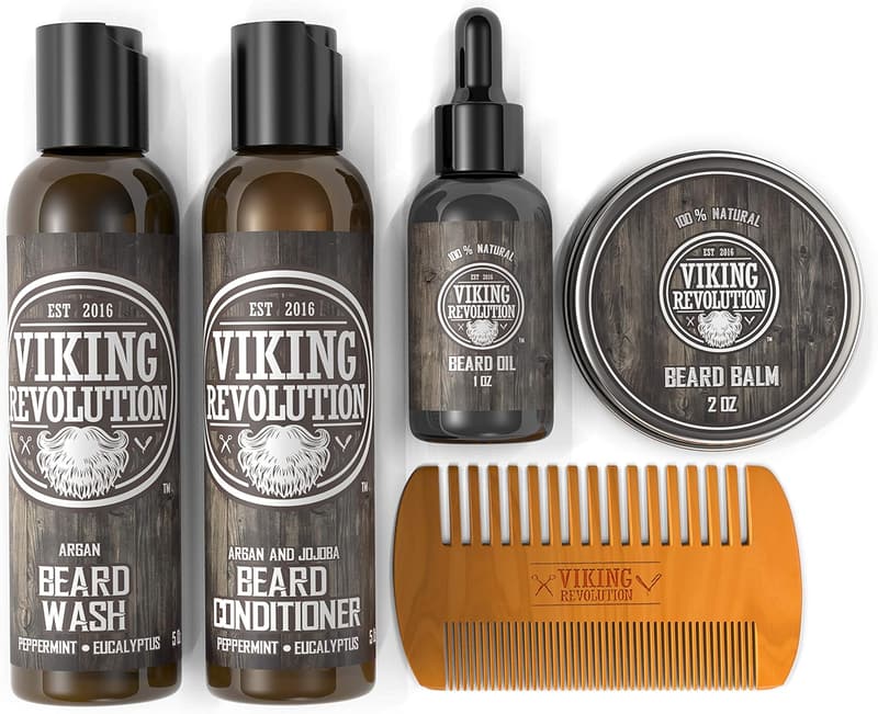 Beard Care Grooming Kit for Men - Wash, Oil, Balm & Comb