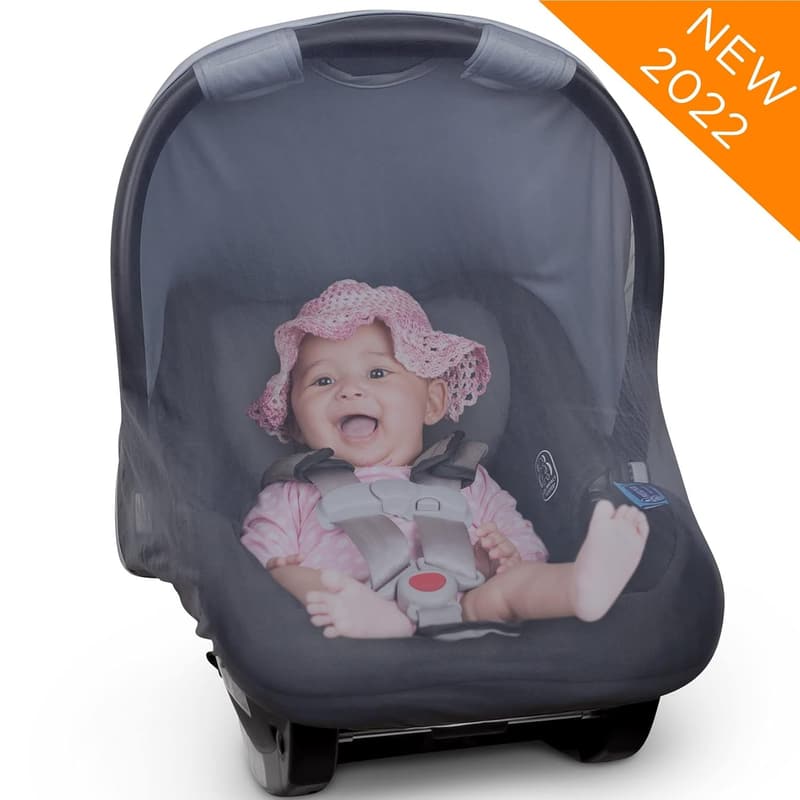 Pink 2-in-1 Summer Car Seat Cover with UV Protection & Mosquito Net