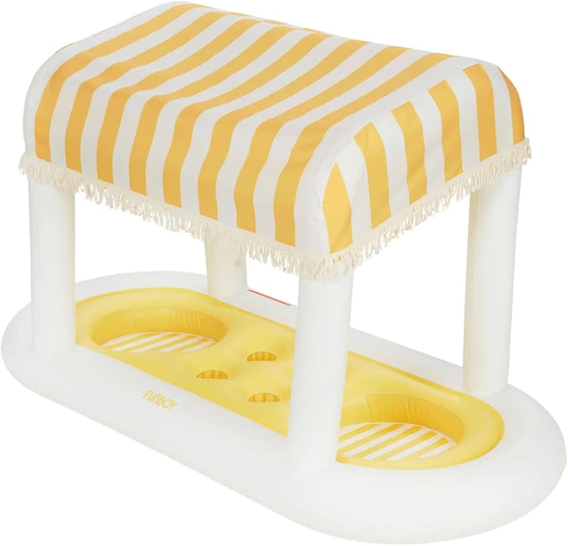 Giant Floating Cabana Stripe Drink Station with Removable Shade