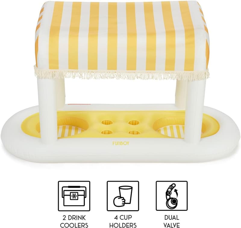 Giant Floating Cabana Stripe Drink Station with Removable Shade
