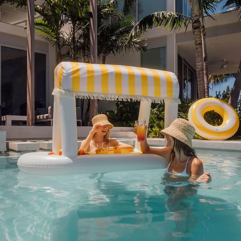 Giant Floating Cabana Stripe Drink Station with Removable Shade