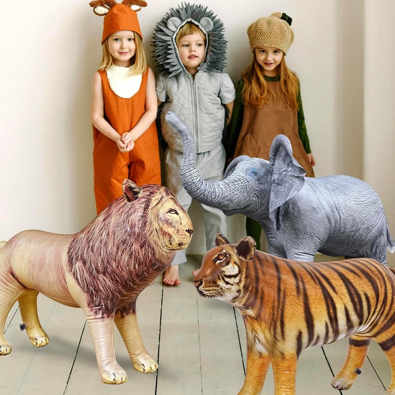 Wildlife Safari Inflatable Set – Lion, Tiger, Elephant 3-PK