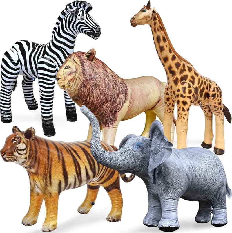 Wildlife Safari Inflatable Animals Set - 5-PK for Parties