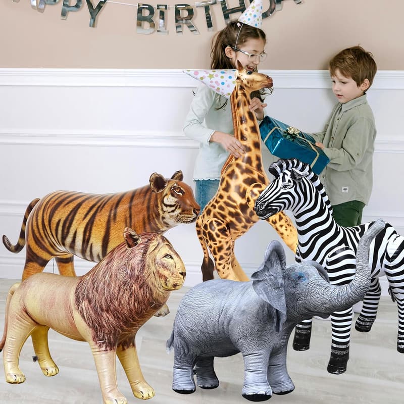 Wildlife Safari Inflatable Animals Set - 5-PK for Parties