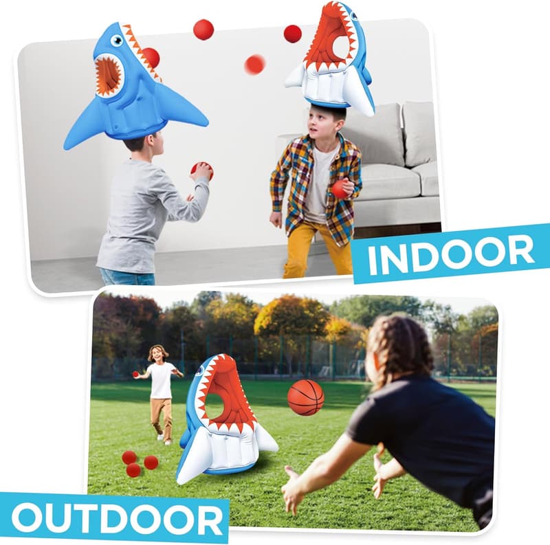 Kids Shark Inflatable Pool Toy - 3-in-1 Water Game for Ages 3-8