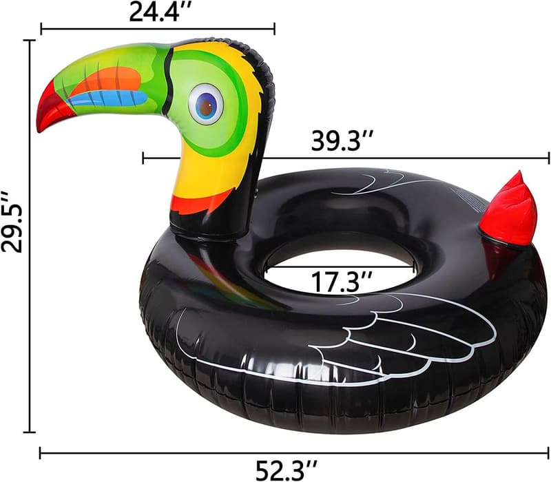 Tropical Toucan Inflatable Pool Float - Hawaiian Luau Party Toy