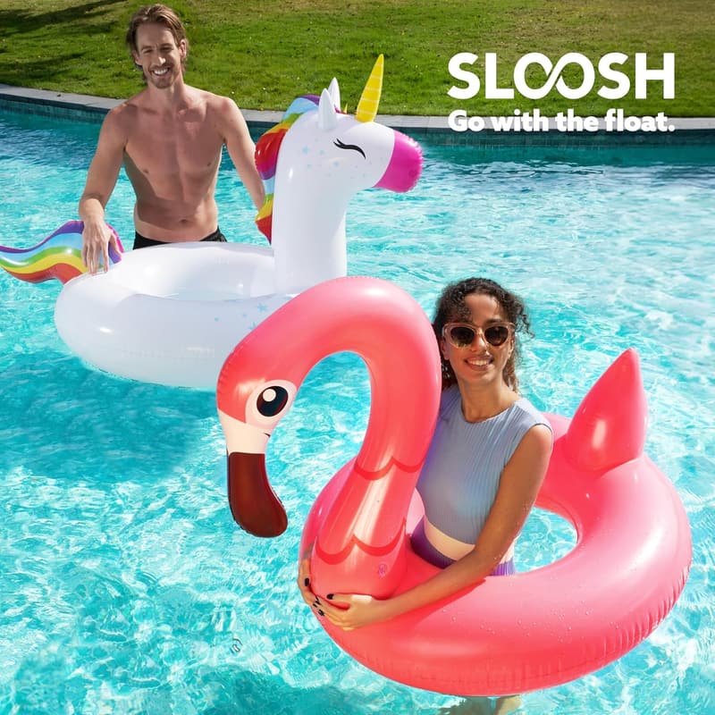 Unicorn & Flamingo Pool Floats - Inflatable Swim Rings for Summer