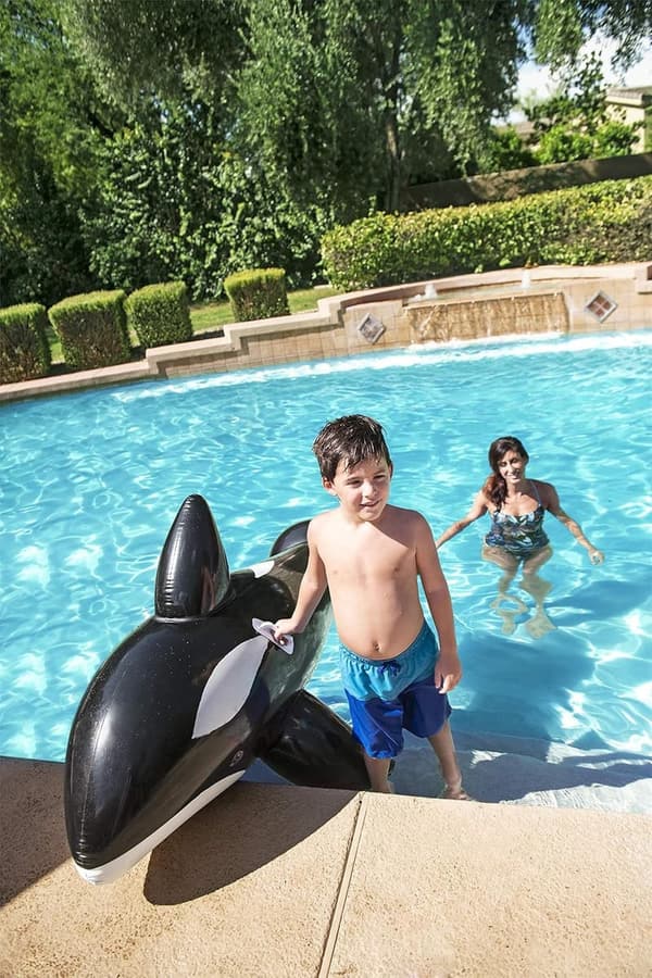 Jumbo Whale Rider Inflatable Pool Float for Summer Fun