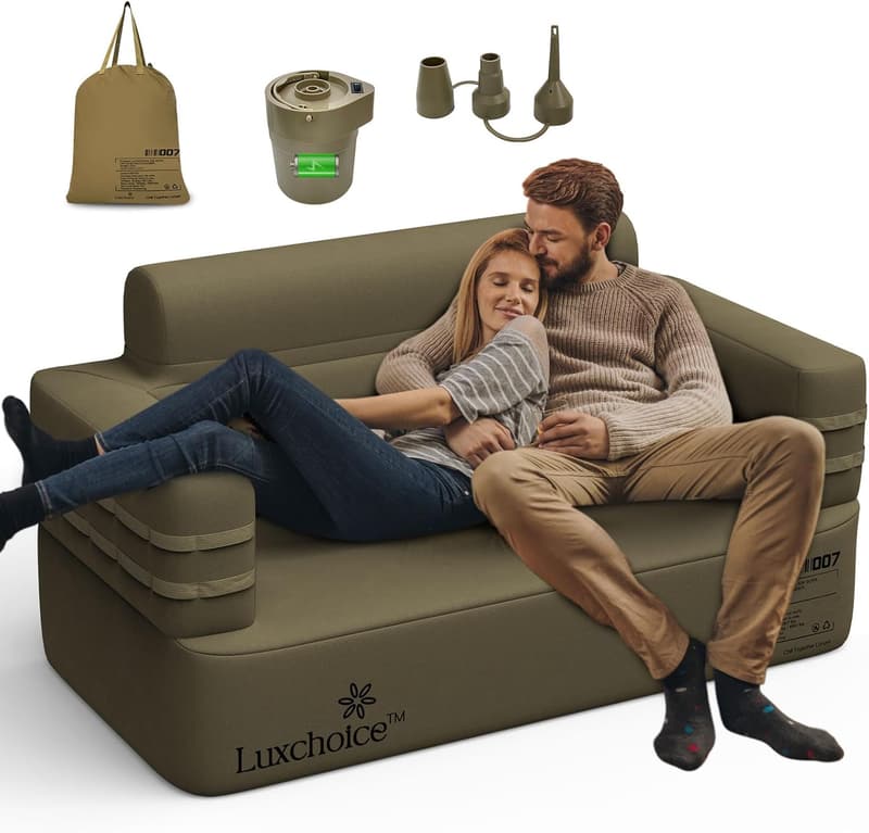 Portable Inflatable Couch with Built-in Pump for Outdoor Use