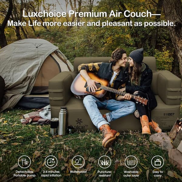 Portable Inflatable Couch with Built-in Pump for Outdoor Use