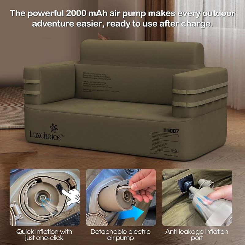 Portable Inflatable Couch with Built-in Pump for Outdoor Use