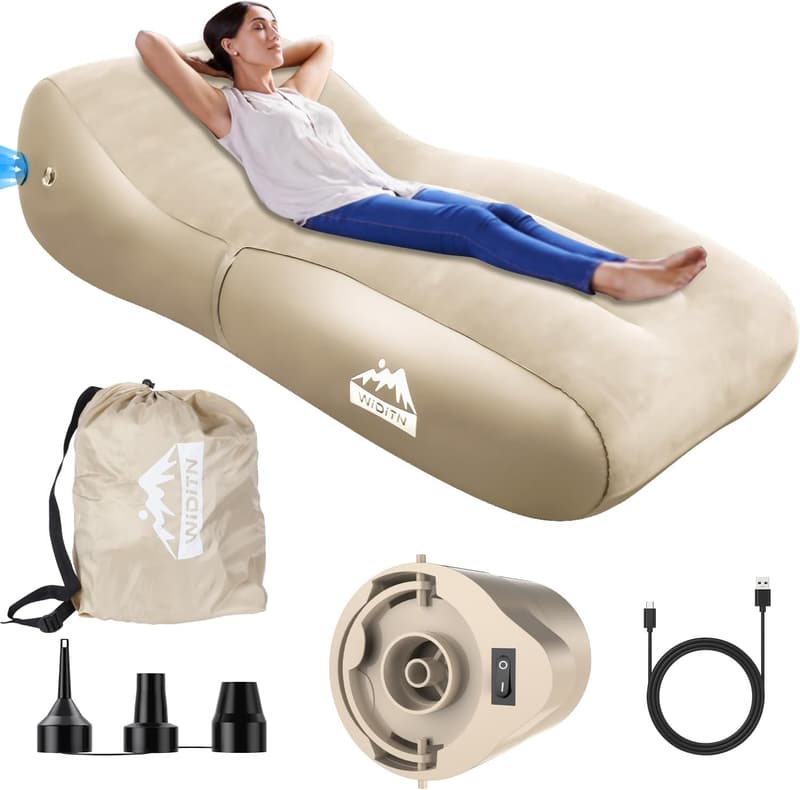 Portable Self-Inflating Ultra-Wide Lounger for Camping