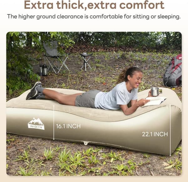 Portable Self-Inflating Ultra-Wide Lounger for Camping