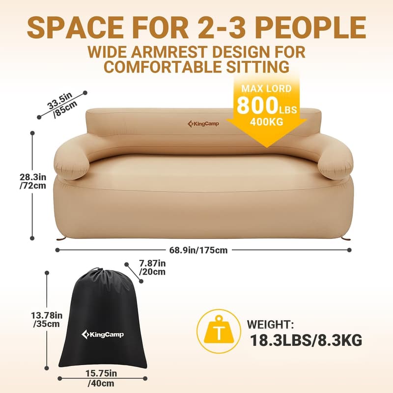 Portable Inflatable Couch for Camping - Eco-Friendly 2-Person Sofa