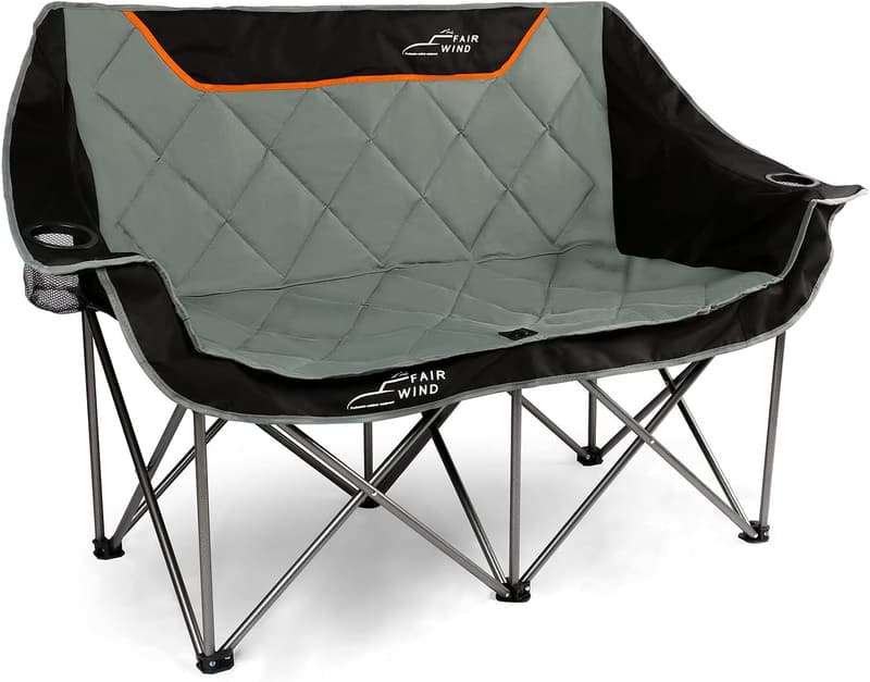 Heavy-Duty Folding Loveseat Camping Chair - Supports 650 lbs