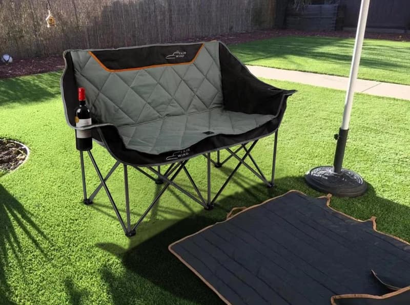 Heavy-Duty Folding Loveseat Camping Chair - Supports 650 lbs