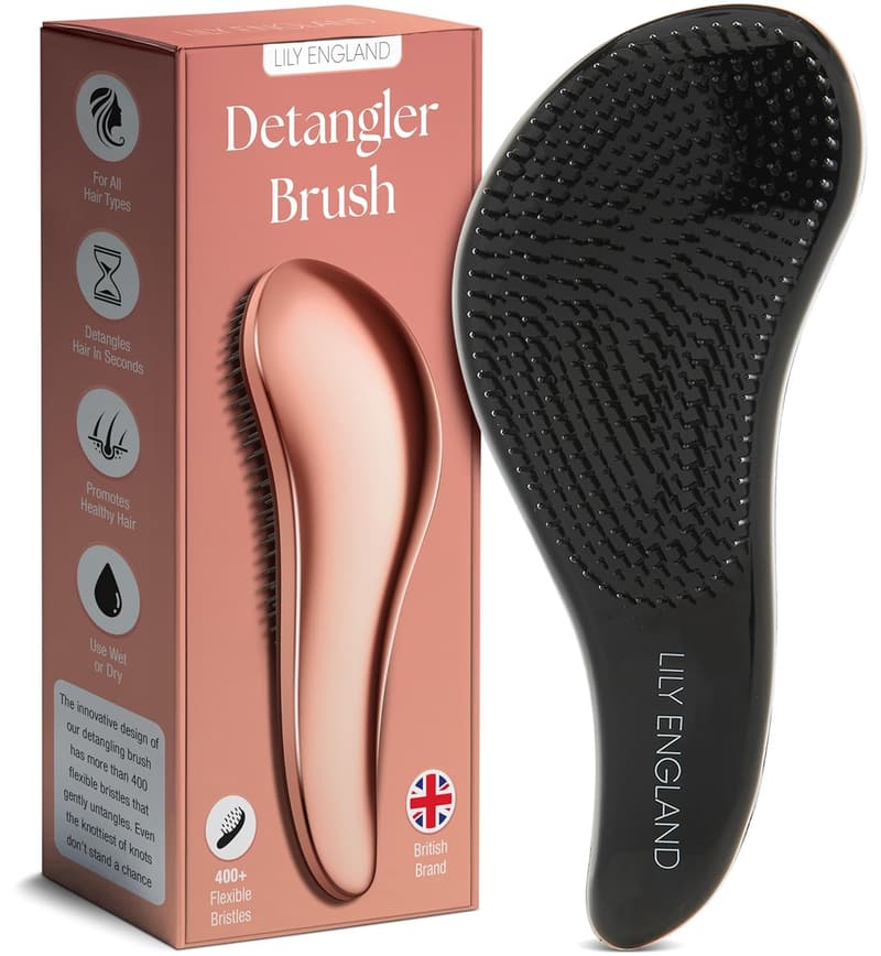 Trendy Rose-Gold Detangler Brush for Teen Girls - Wet & Dry Use