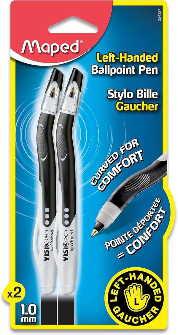 Left-Handed Quick-Drying Ballpoint Pens - 2 Pack