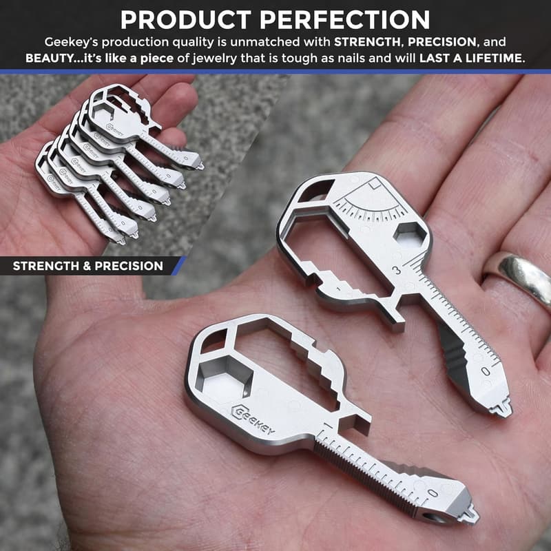 Geekey EDC Keychain Multitool - 16+ Functions for Travel & Outdoors