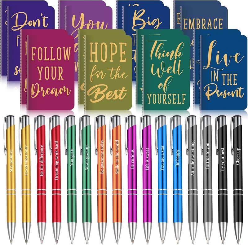 Inspirational Quote Pen & Notepad Gift Set for Adults