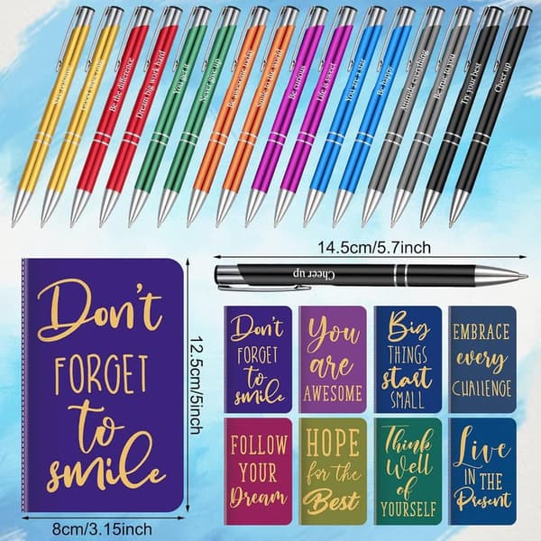 Inspirational Quote Pen & Notepad Gift Set for Adults