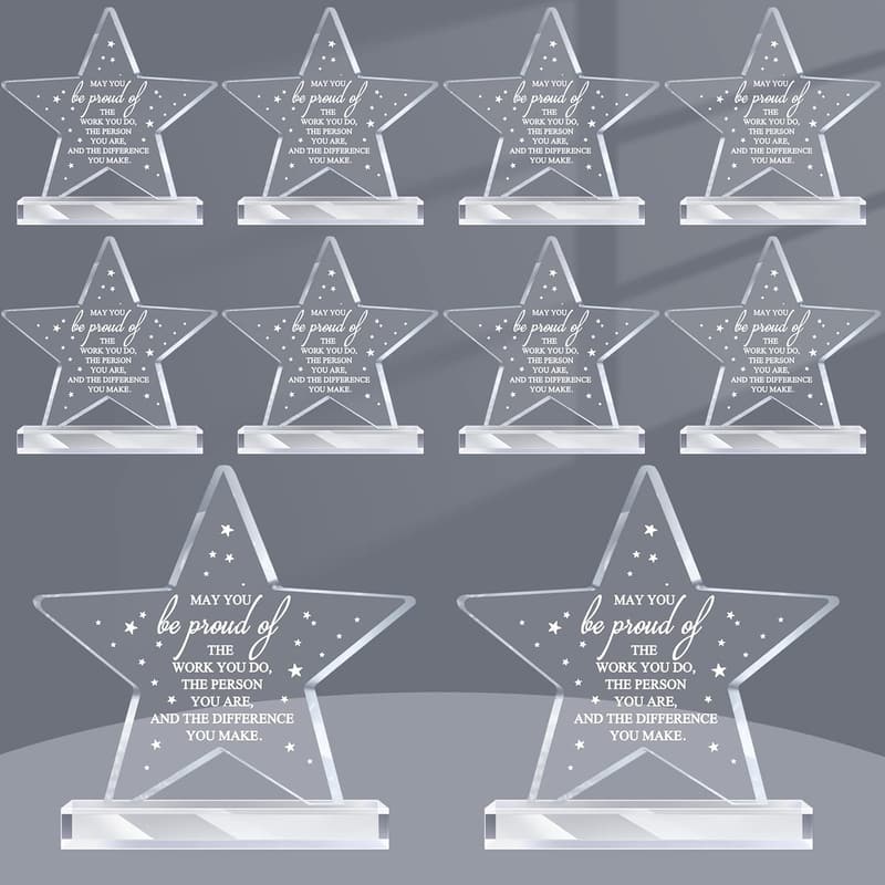 Employee Appreciation Acrylic Trophy Set for Coworkers (10 Pcs)