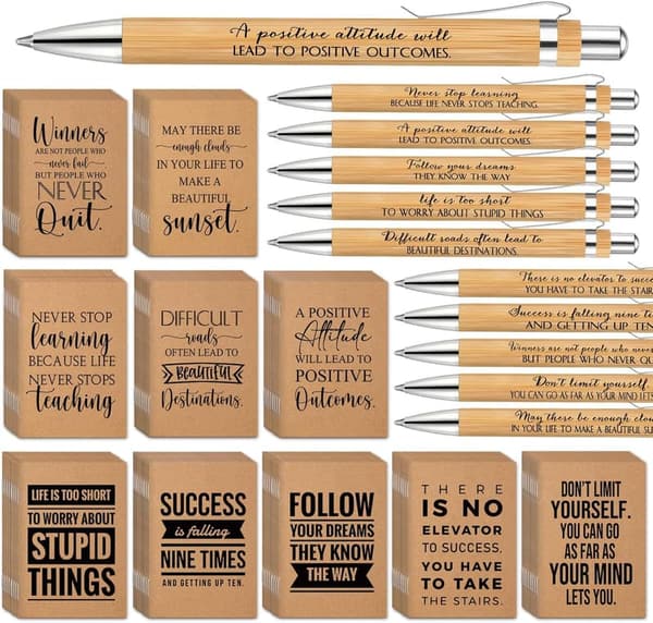 Employee Appreciation Gift Set: 200 Pcs Motivational Notebooks & Pens