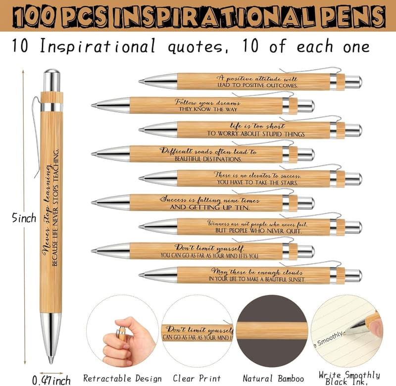 Employee Appreciation Gift Set: 200 Pcs Motivational Notebooks & Pens